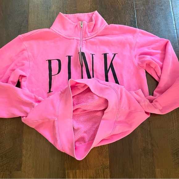 PINK VICTORIA’S SECRET zip neck sweatshirt, size XS - Picture 4 of 12